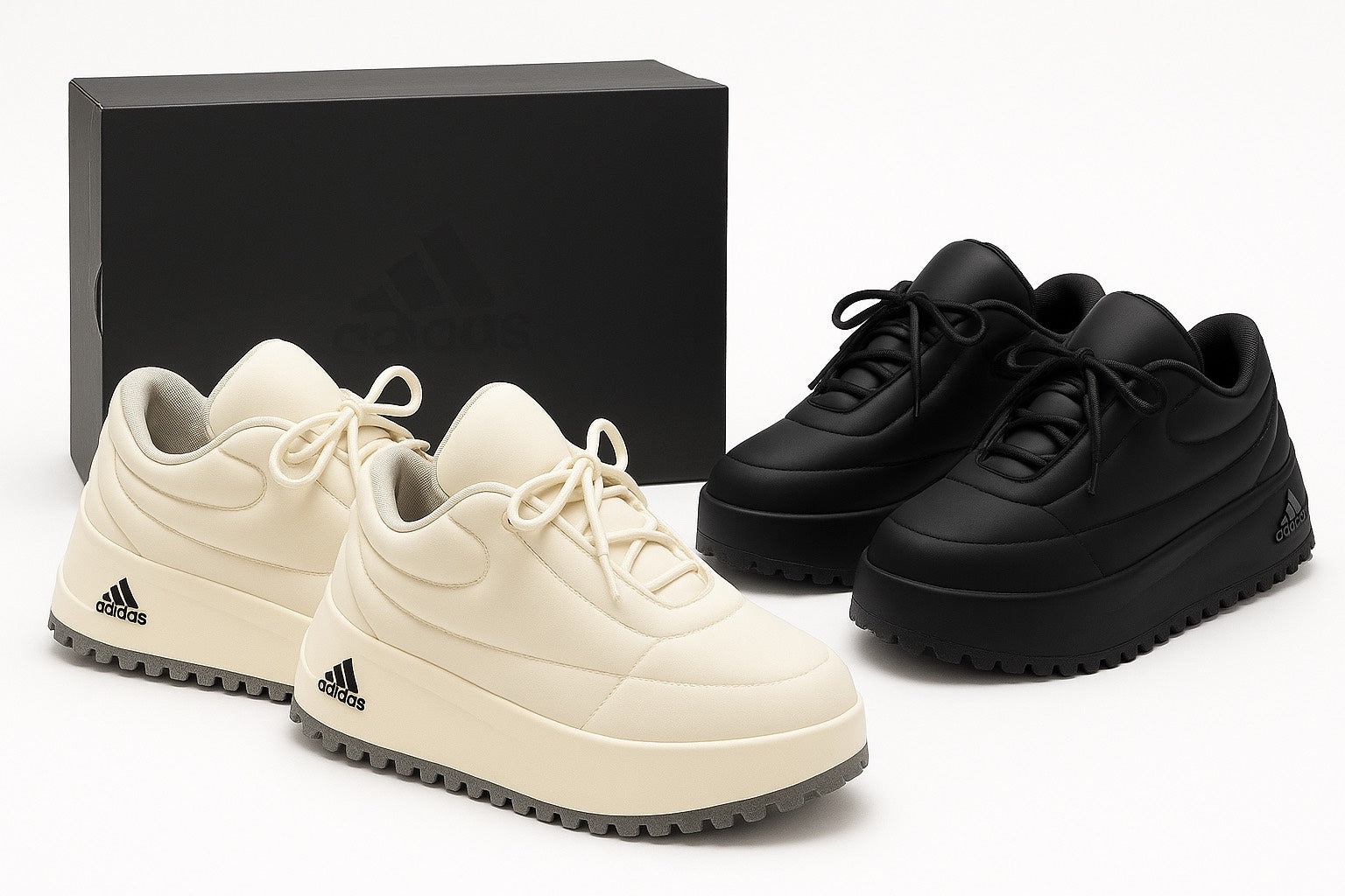 AdidasPuffyBoostPlatformSneakers_CreamWhite_TripleBlack