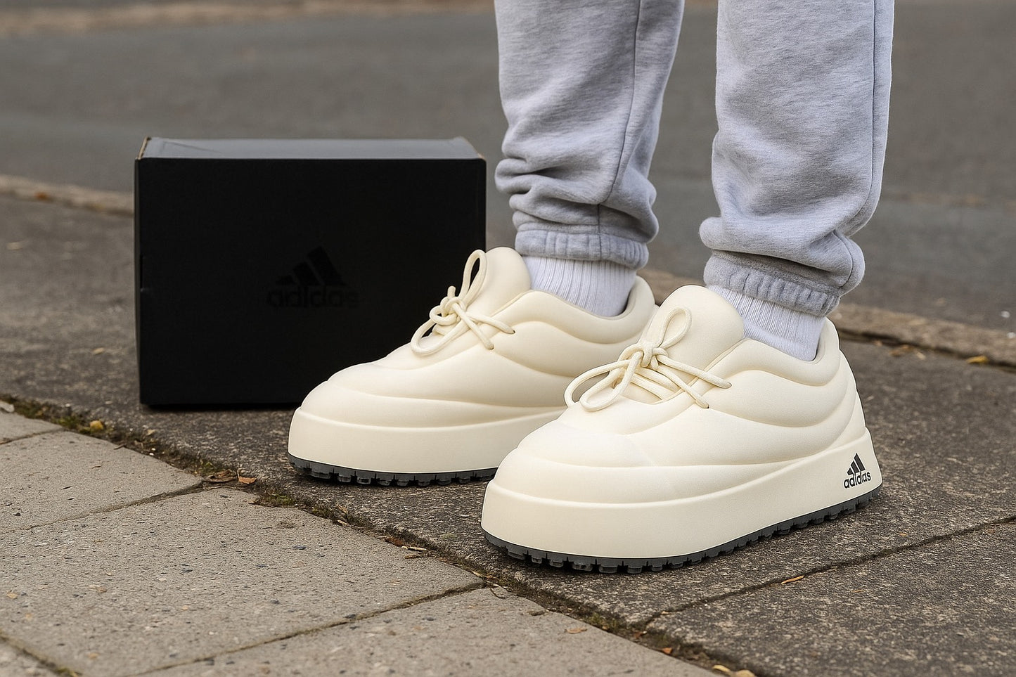 AdidasPuffyBoostPlatformSneakers_CreamWhite_TripleBlack